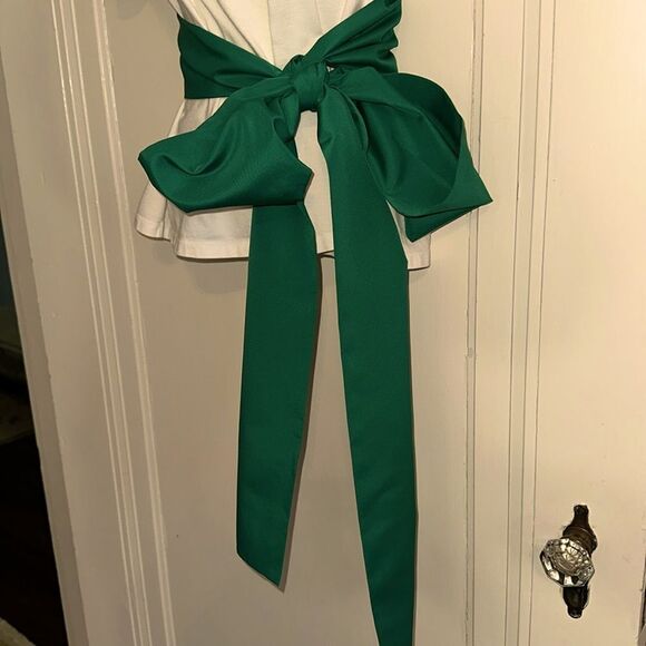Vtg Very, very long kelly green thin polyester double layer scarf, sash or belt - Picture 3 of 7